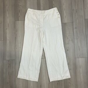 NWT Talbots Greenwich Linen Pants 18 White Wide Leg Minimalist Beachy Boho